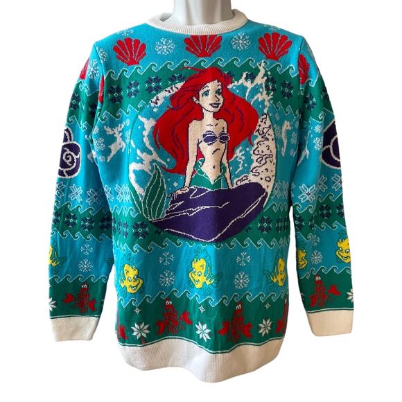 Disney Little Mermaid Ugly Christmas Sweater Size Medium - Picture 1 of 3